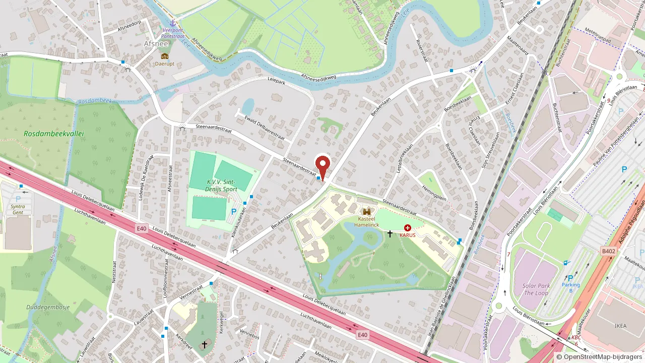 Kaart met de locatie van Steenaardestraat 40, 9051 Sint-Denijs-Westrem